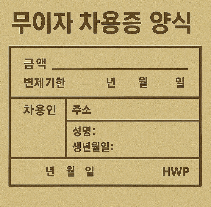무이자 차용증 양식 썸네일