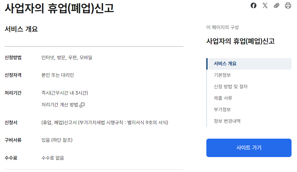 개인사업자 폐업 신고 절차