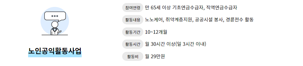 노인일자리 및 사회활동 지원 대상