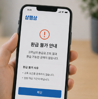 삼쩜삼 병원비 환급 불가