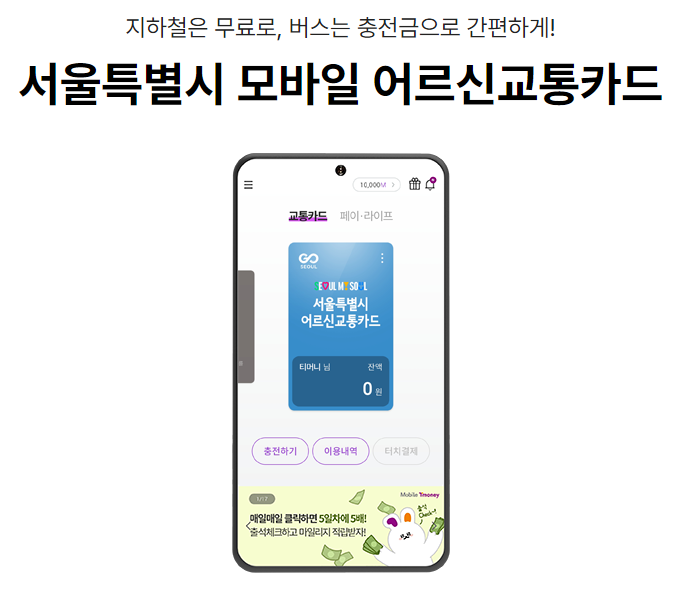 서울시 65세이상 교통카드 발급